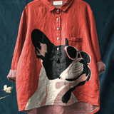 Mariana | T-shirt Descontraída com Motivo Decorativo de Buldogue Francês