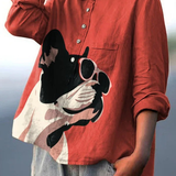 Mariana | T-shirt Descontraída com Motivo Decorativo de Buldogue Francês