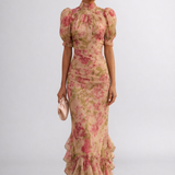 Rosália | Vestido Longo Floral em Chiffon
