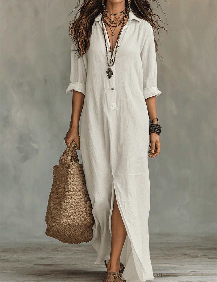 Agnes | Vestido longo com botões