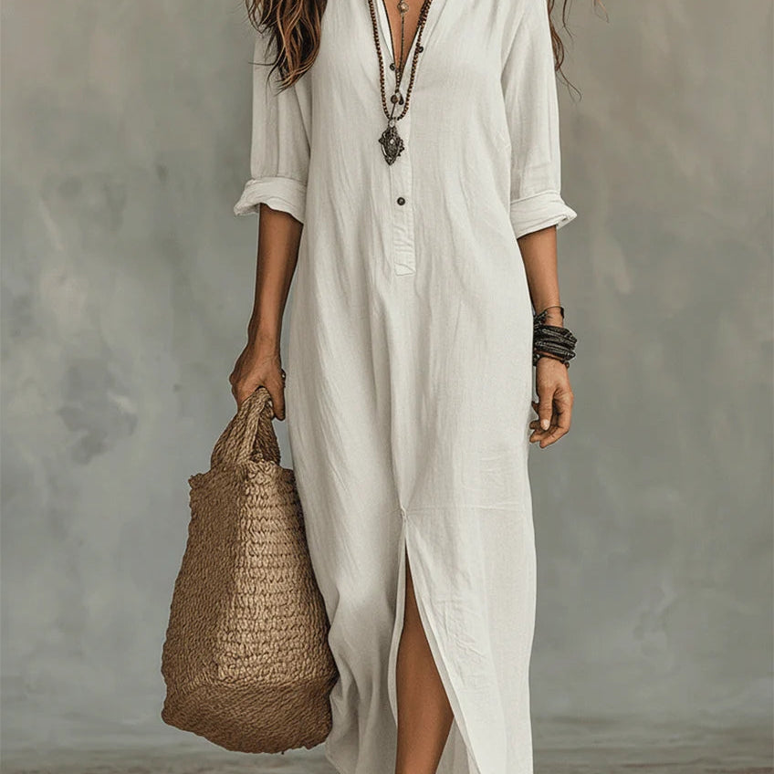 Soline | Vestido Maxi com Botões