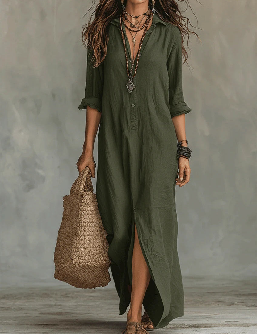 Agnes | Vestido longo com botões