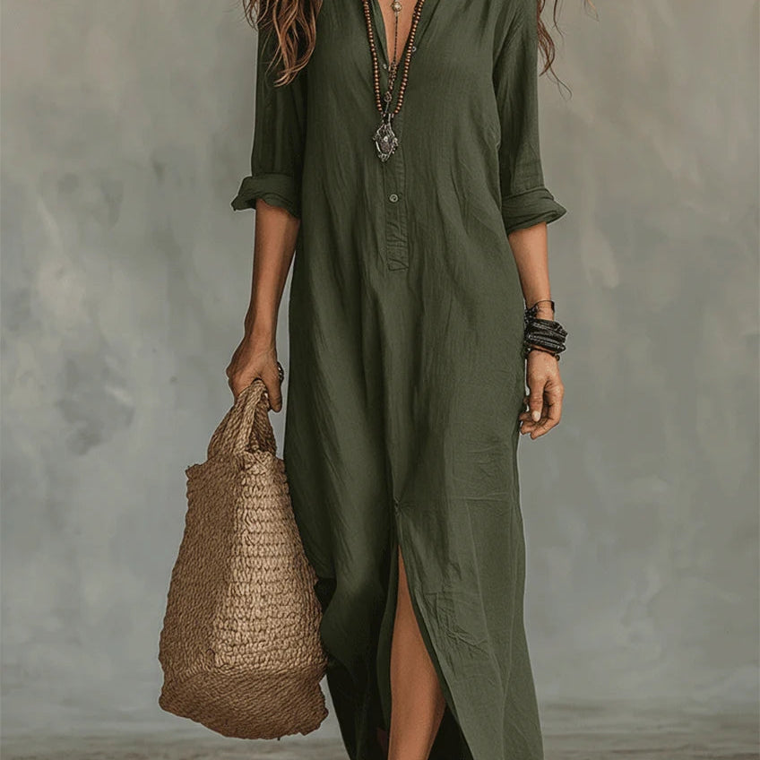 Soline | Vestido Maxi com Botões