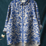 Carolina | Blusa Feminina Descontraída em Estilo Vintage com Estampado Floral Indiano