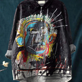Lorena | T-shirt Descontraída com Estampado Artístico Vintage Abstrato