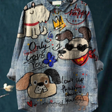 Clara | T-shirt Descontraída com Arte Fofa de Cão