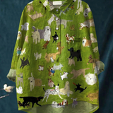 Joana | T-shirt Descontraída com Estampado Artístico de Cão