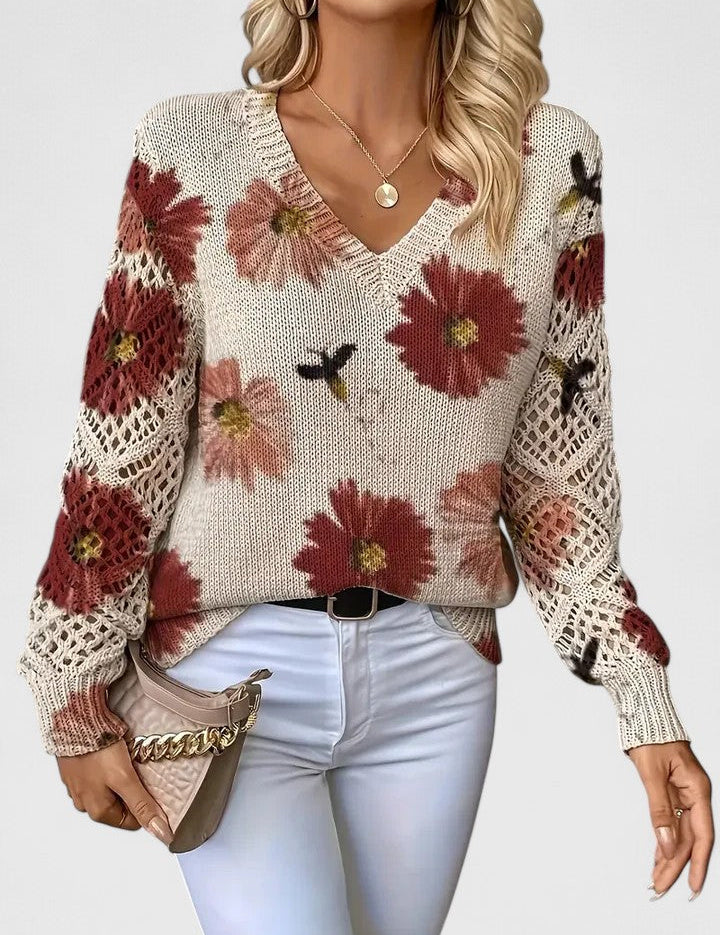 Catarina - Camisola de malha com padrão floral