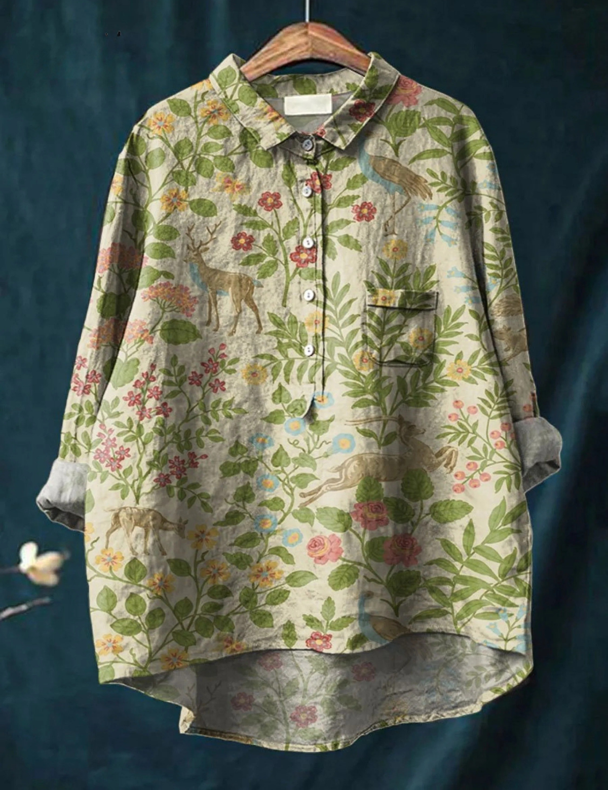 Rita | T-shirt Descontraída com Estampado Floral e Animal Vintage