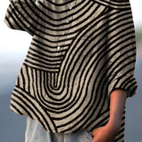 Catarina | Blusa Descontraída com Estampado de Linhas Circulares