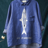 Raquel | T-shirt Descontraída com Estampado de Sardinhas