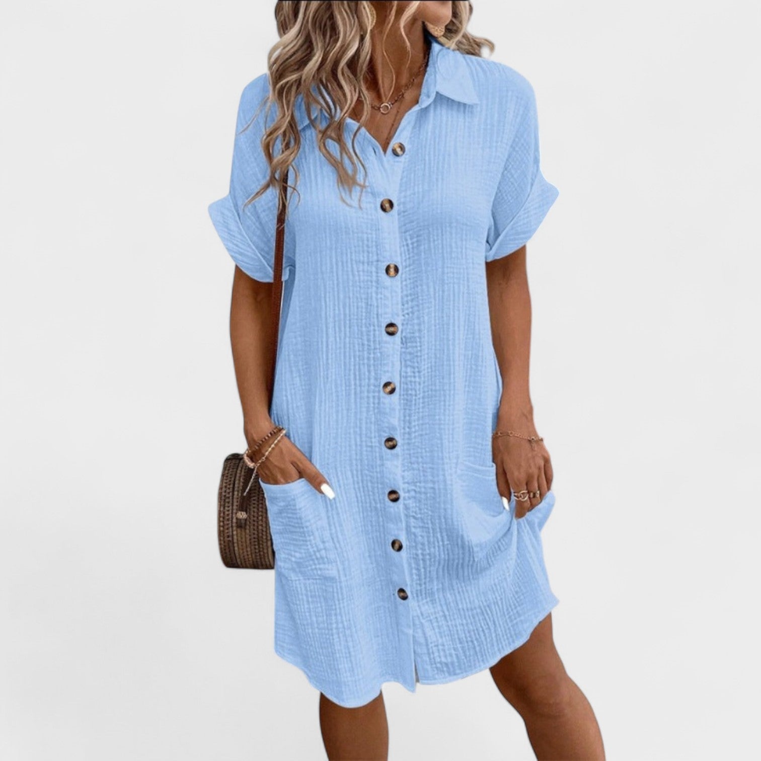 Catarina - Vestido Fluido de Mangas Curtas