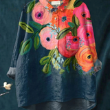 Rafaela | T-shirt Descontraída com Estampado Floral Artístico