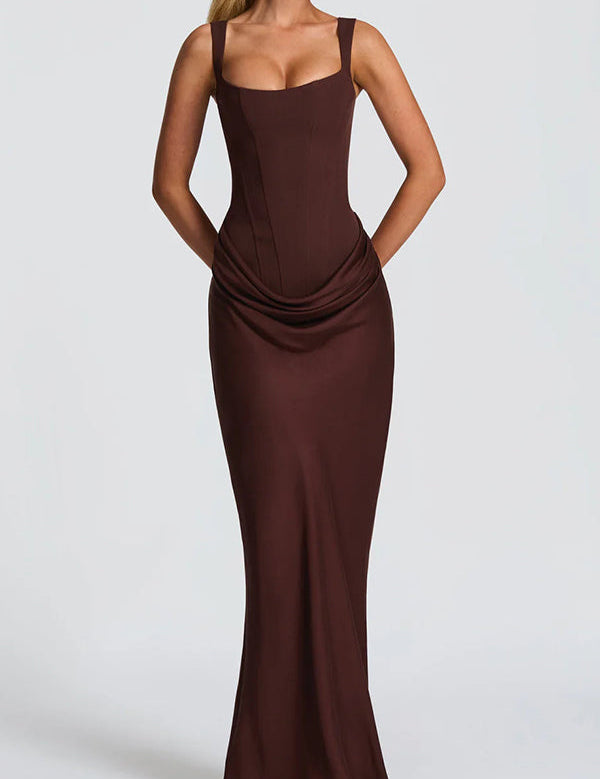 Leonor ❘ Vestido maxi com decote quadrado