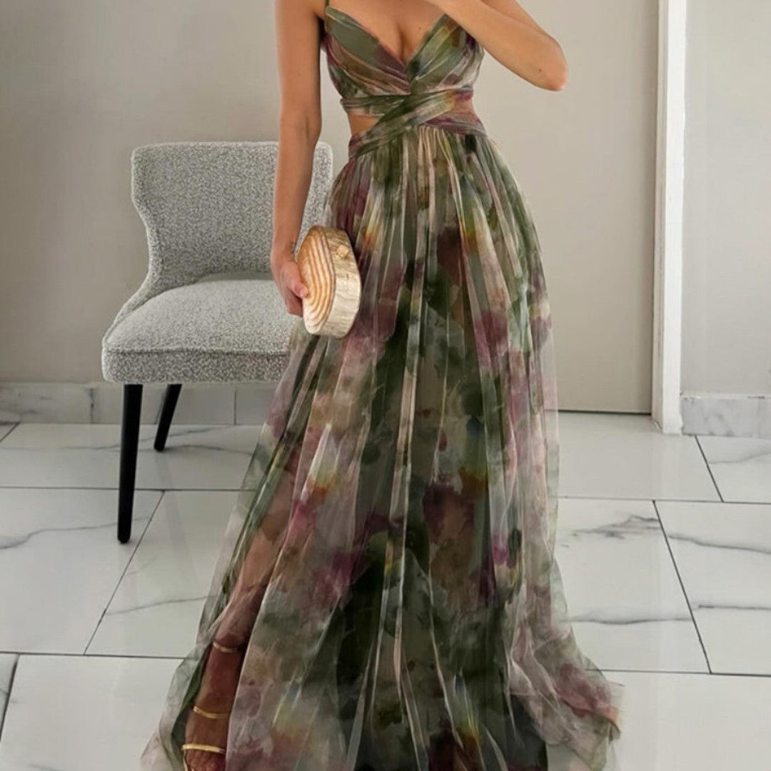 Giselle - Deslumbrante vestido com padrão floral