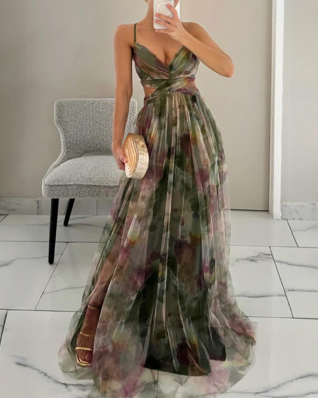Giselle - Deslumbrante vestido com padrão floral