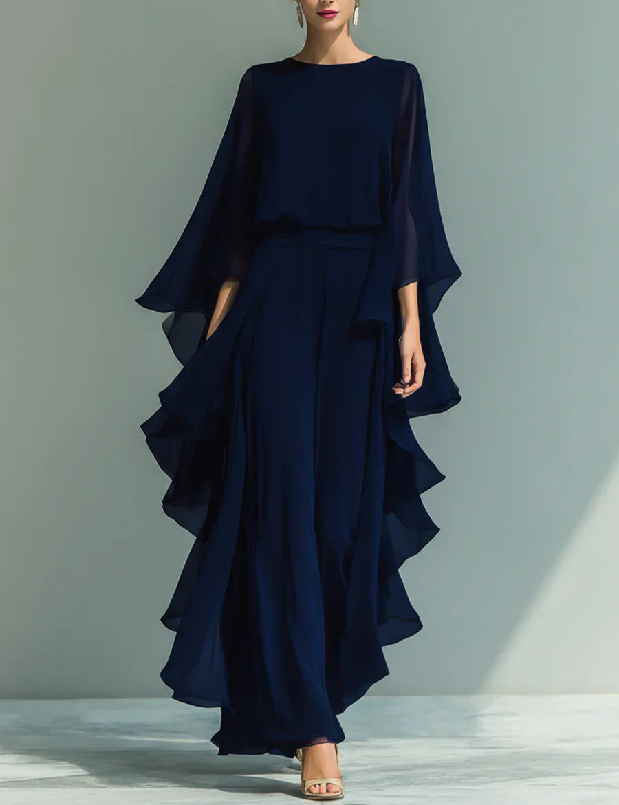 Aurora | Conjunto Elegante em Chiffon com Volantes