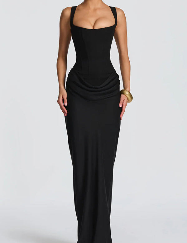 Leonor ❘ Vestido maxi com decote quadrado