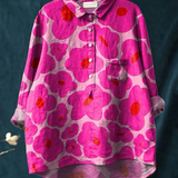 Mafalda | Blusa Feminina Descontraída com Motivo Floral Rosa Vibrante