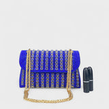 Claudia - Bolsa de ombro com corrente elegante e diamantes coloridos