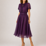 Francisca | Maxi Vestido com Decote em Gota e Renda de Chiffon