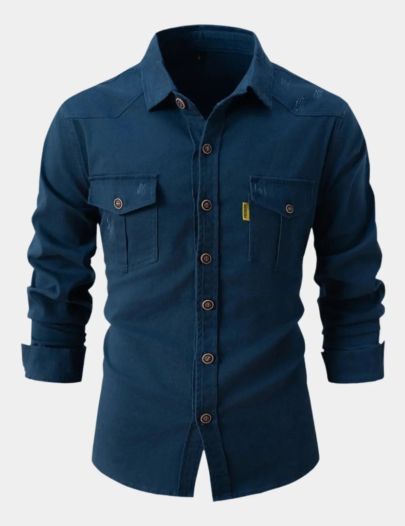 Camisa de Mistura de Denim - Botões