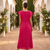 Serafina | Maxi Vestido Plissado Elegante com Cintura Enlaçada