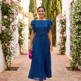 Serafina | Maxi Vestido Plissado Elegante com Cintura Enlaçada