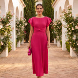 Serafina | Maxi Vestido Plissado Elegante com Cintura Enlaçada