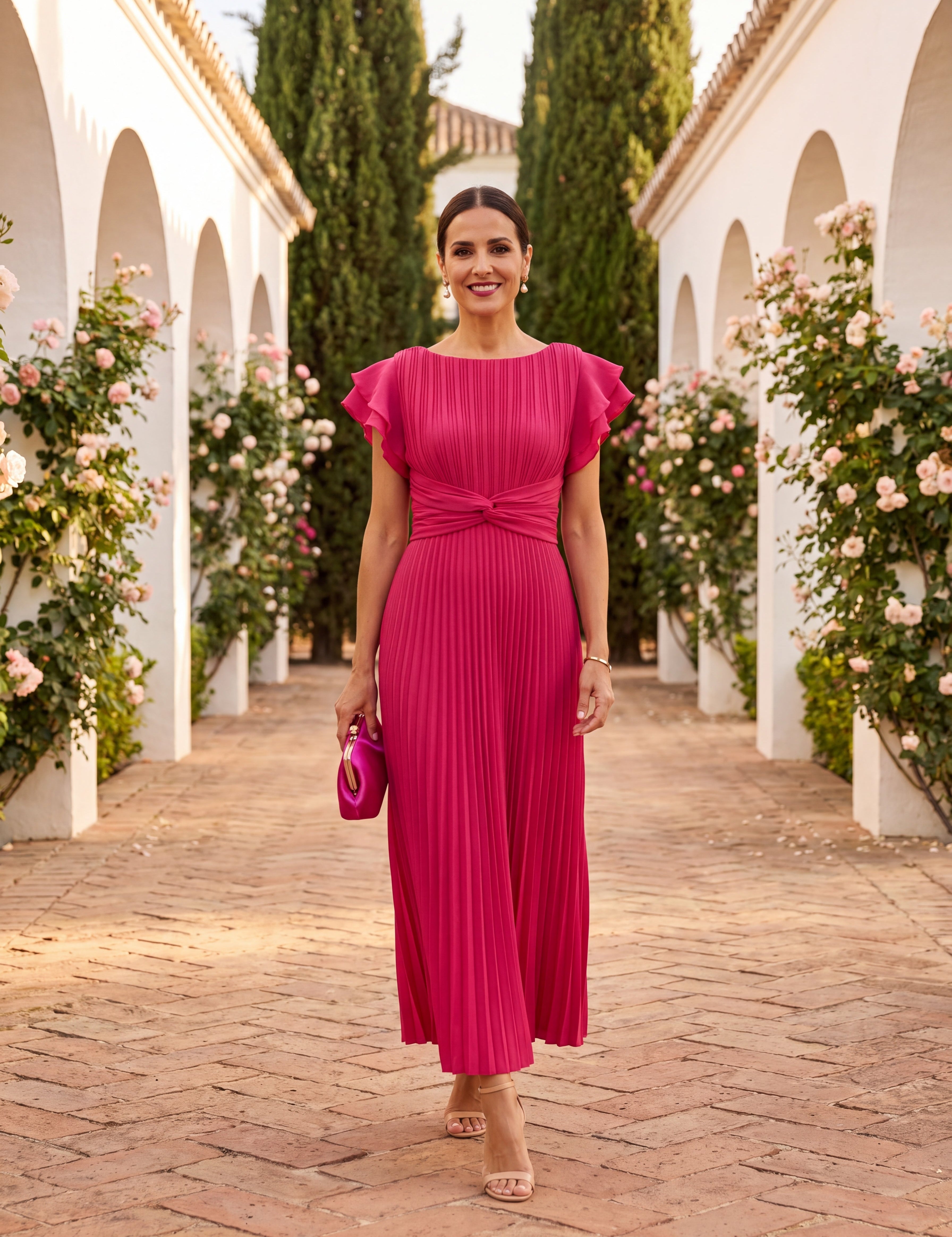 Serafina | Maxi Vestido Plissado Elegante com Cintura Enlaçada