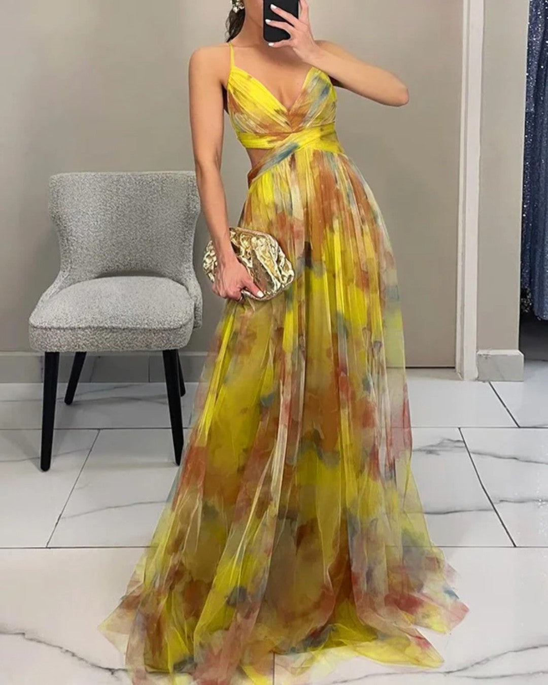 Giselle - Deslumbrante vestido com padrão floral