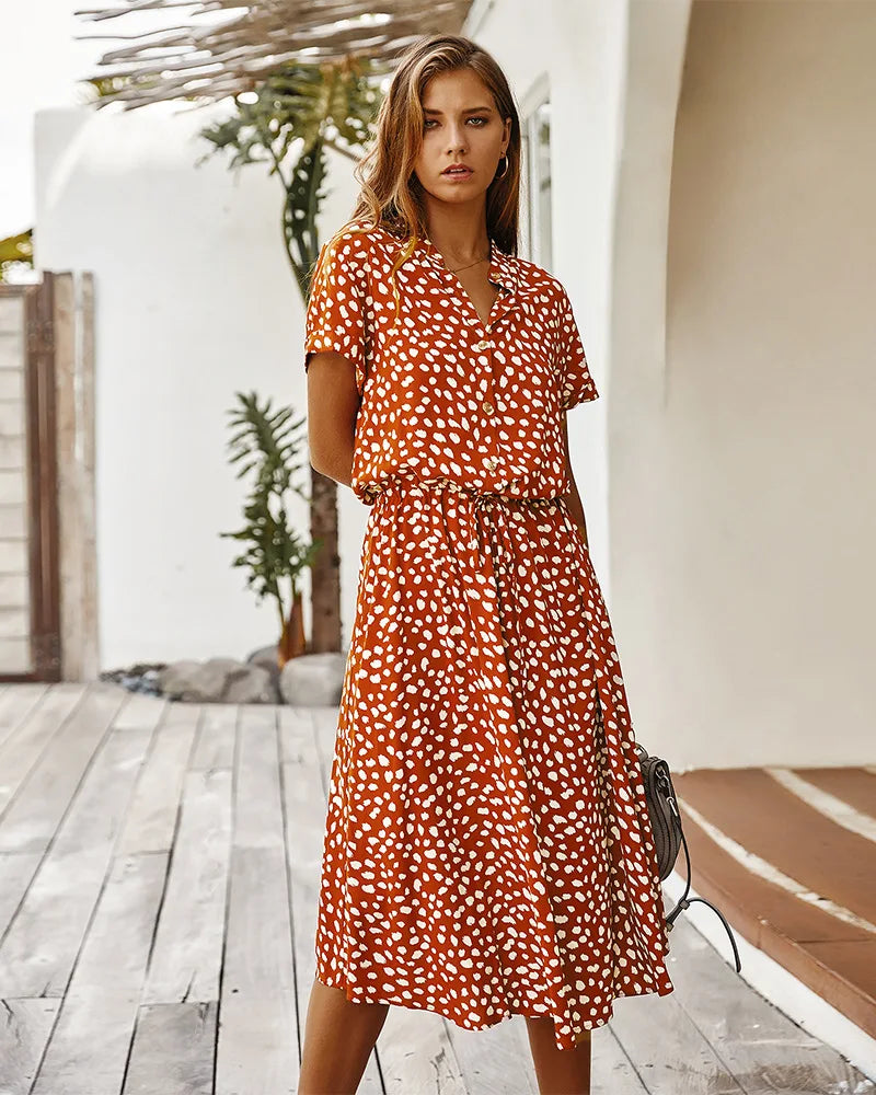 Emilia | Vestido Vintage com Padrão Floral e Mangas curtas
