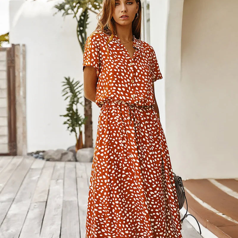 Emilia | Vestido Vintage com Padrão Floral e Mangas curtas