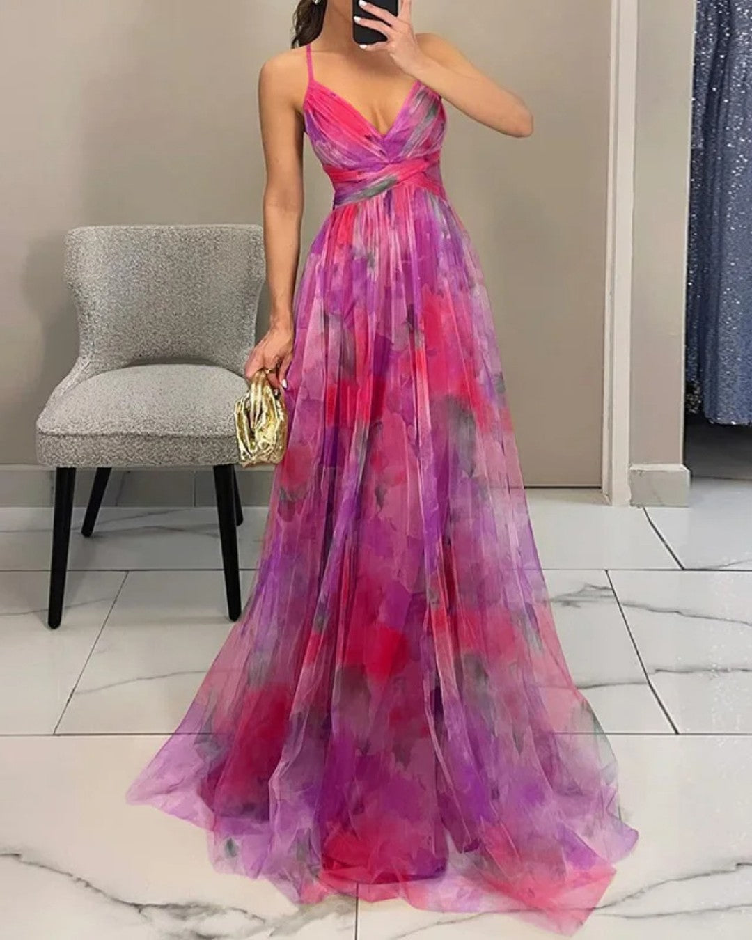 Giselle - Deslumbrante vestido com padrão floral