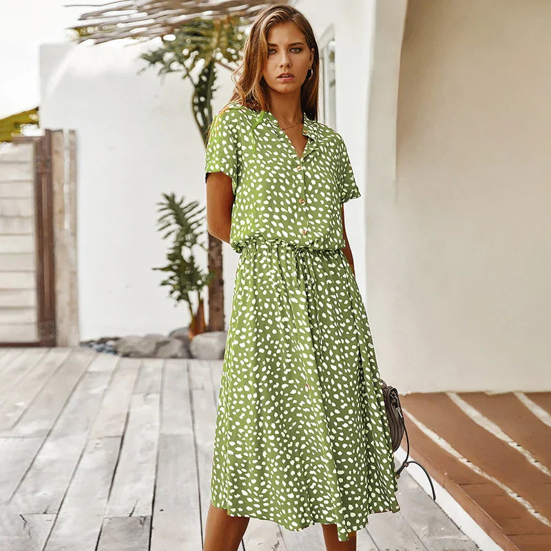 Emilia | Vestido Vintage com Padrão Floral e Mangas curtas