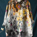 Laura | Blusa Descontraída com Estampado Artístico de Cão