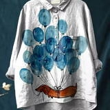 Vitória | Blusa Descontraída com Estampado Artístico de Balão e Cão
