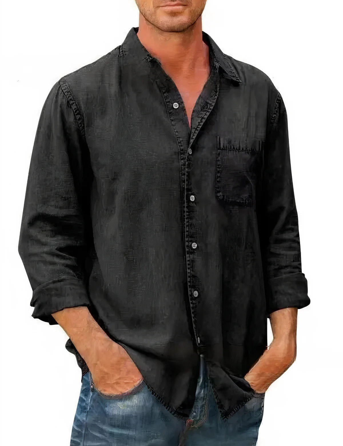 Camisa - Mistura de Denim Longa