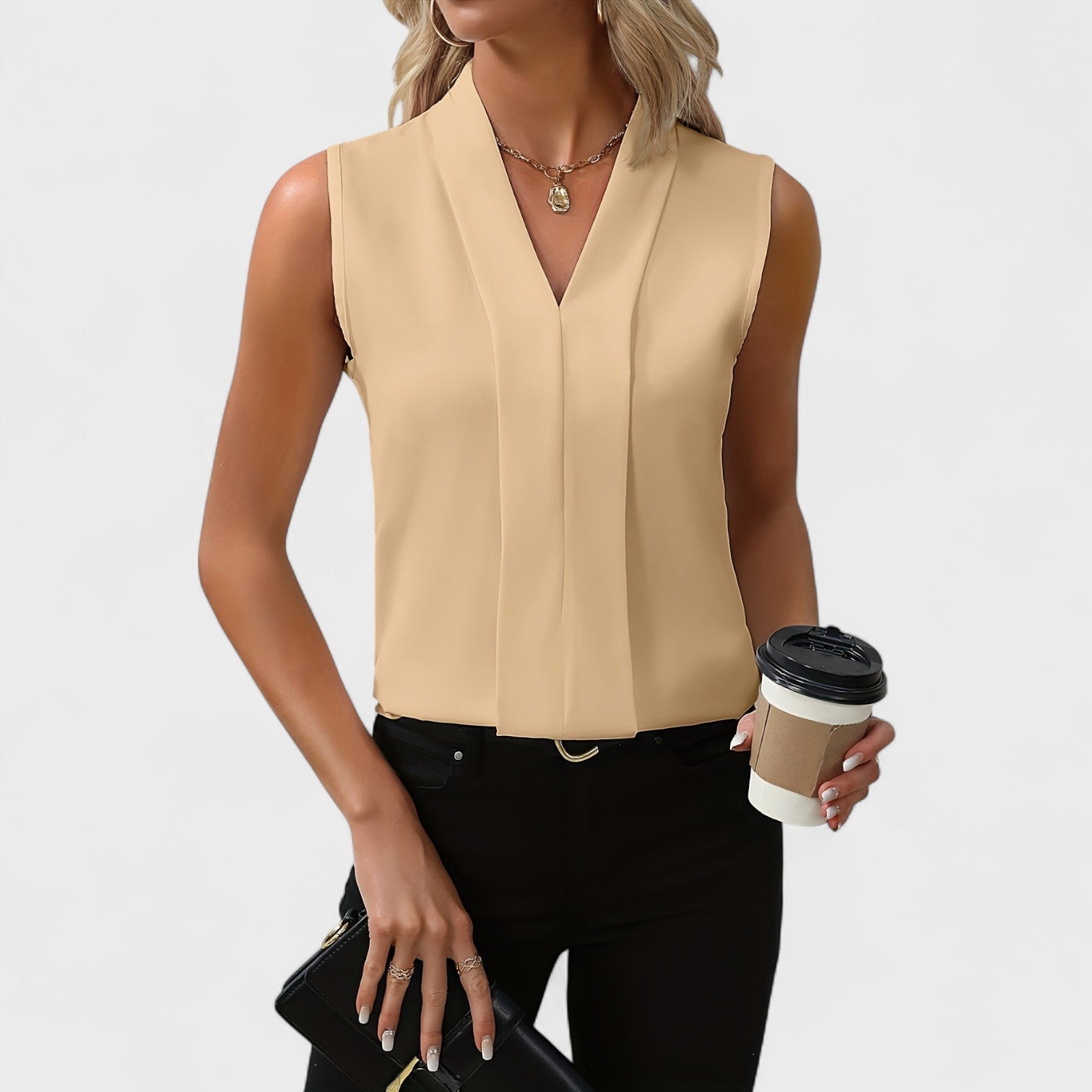 Julia - Blusa sem mangas com decote em V