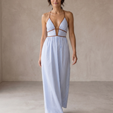 Laura | Vestido Longo Às Riscas com Recorte