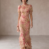 Rosália | Vestido Longo Floral em Chiffon