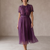 Francisca | Maxi Vestido com Decote em Gota e Renda de Chiffon