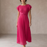 Serafina | Maxi Vestido Plissado Elegante com Cintura Enlaçada