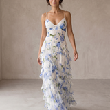 Úrsula | Vestido Midi Floral com Folhos