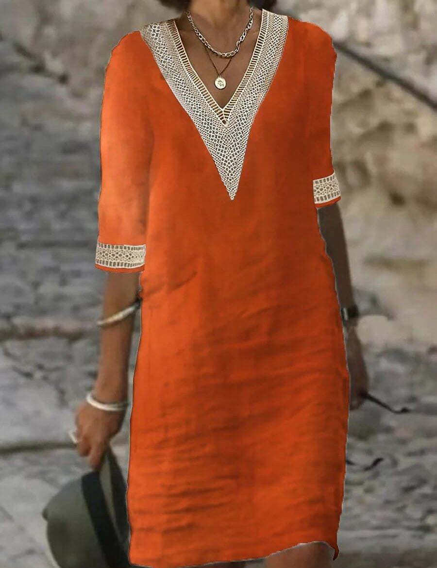 Camila - Vestido Casual de Algodão e Linho