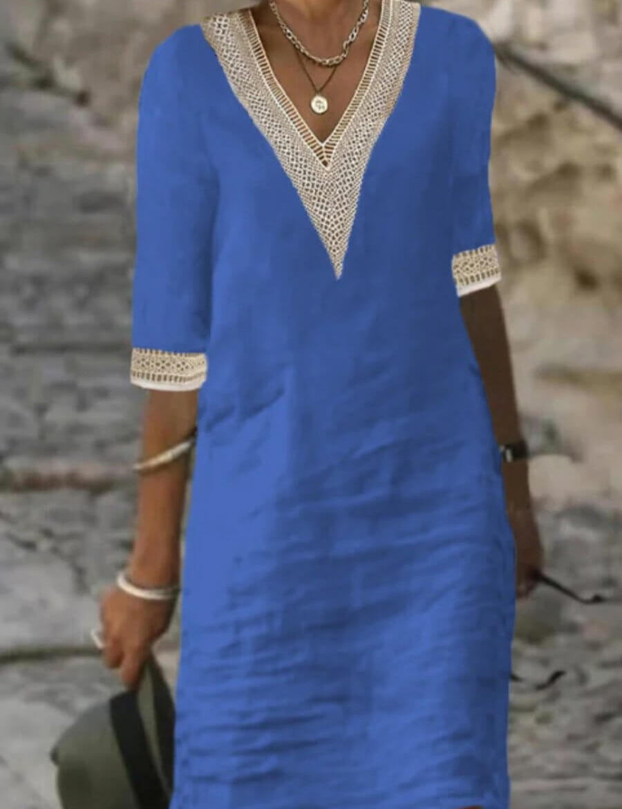Camila - Vestido Casual de Algodão e Linho