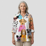 Íris | Blusa Descontraída com Cão de Desenho Animado Colorido