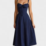 Carolina - Vestido Floral com Corpete Ajustado