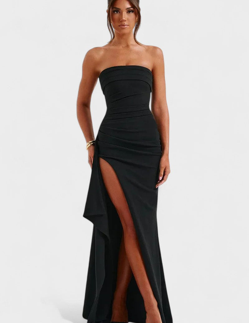 Cláudia - Vestido Comprido Elegante Sem Alças